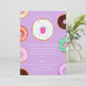 Varietäten Rosa Lila Kindergeburtstag Einladung (Stehend Vorderseite)