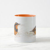 Varieté Thrush Songbird am Snowy Winter Day Tasse (Zentrum)
