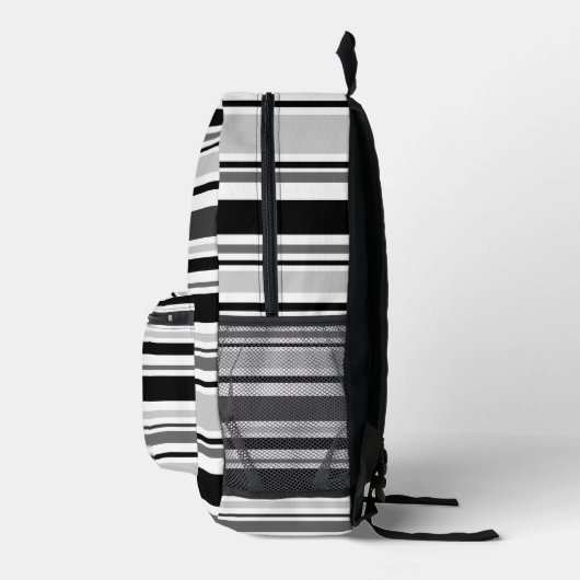 Variierte Schwarz-weiße graue Streifen Bedruckter Rucksack (Rechts)