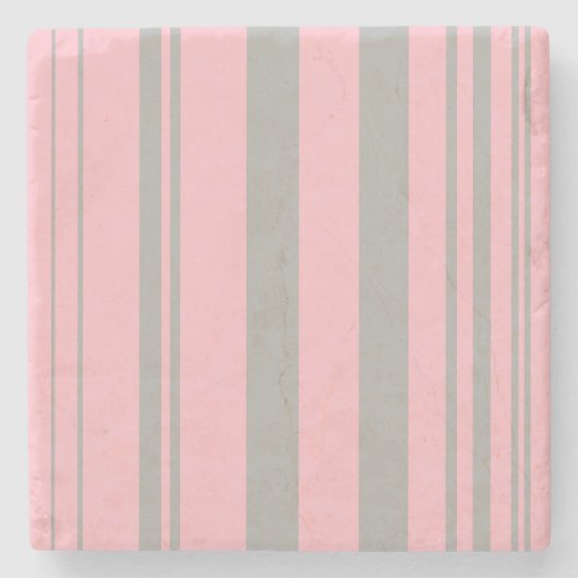 Variierte Streifen/Rosa und Grau Steinuntersetzer (Vorderseite)