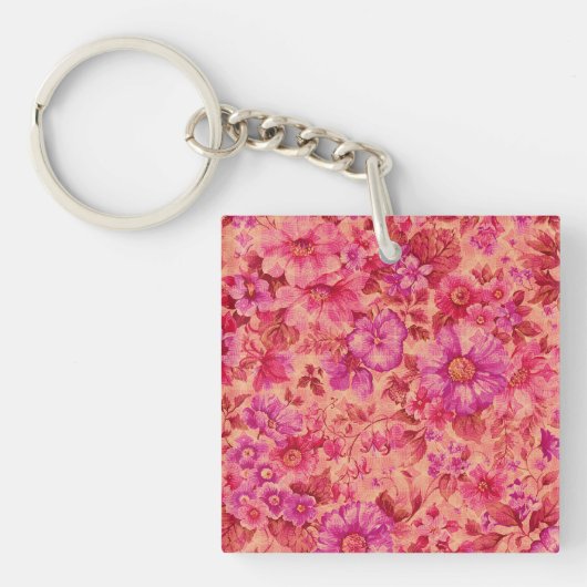 Various Blooming Flowers in Warm Pink and Purple Schlüsselanhänger (Vorderseite)