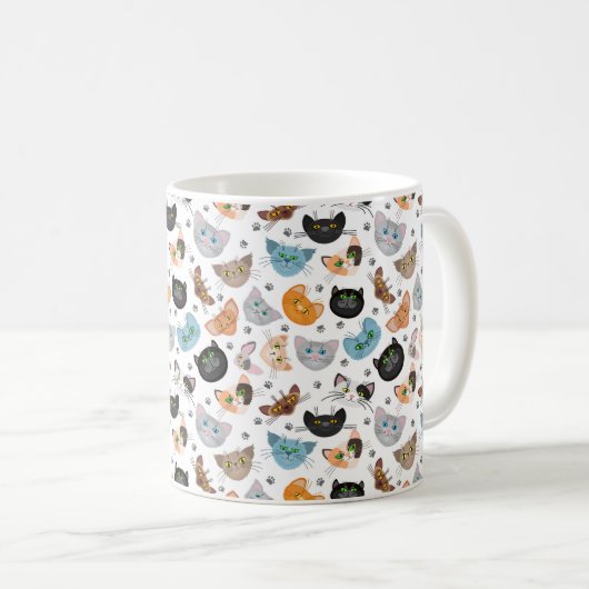 Various cat faces pattern kaffeetasse (VorderseiteRechts)