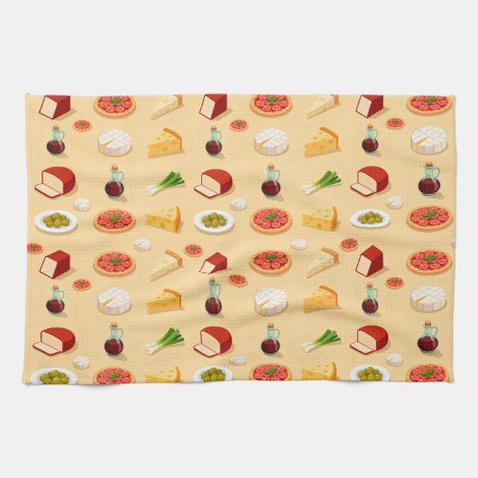 various cheeses appetizers and mini pizzas geschirrtuch (Horizontal)