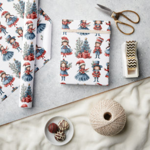 Various Dolls White Weihnachten Geschenkpapier