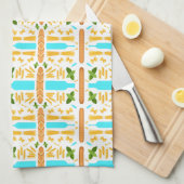 Various dry pasta shapes basil and baguettes geschirrtuch (Viertel Falte)