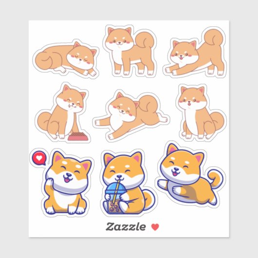 Various Kawaii Shiba Inu Aufkleber (Blatt)