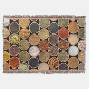 Various spices and food ingredients decke