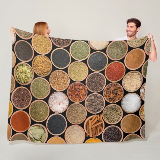 Various spices and food ingredients fleecedecke (Beispiel)