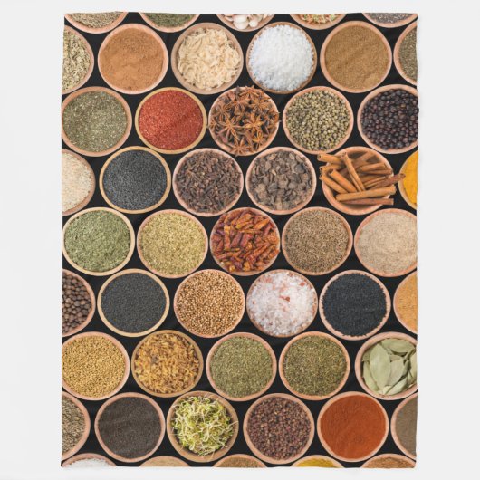 Various spices and food ingredients fleecedecke (Vorderseite)