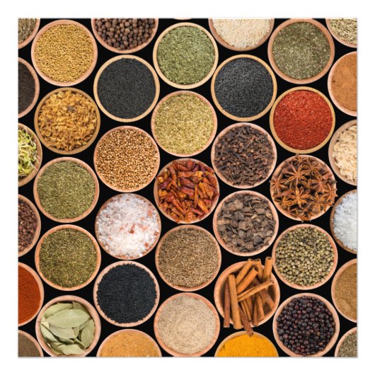 Various spices and food ingredients fotodruck (Vorne)