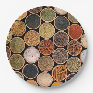 Various spices and food ingredients pappteller