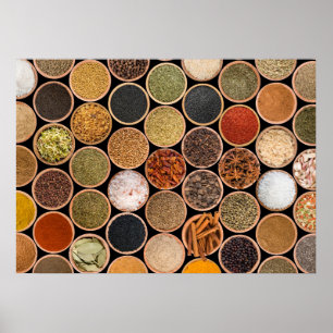 Various spices and food ingredients poster