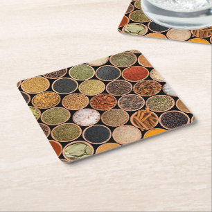 Various spices and food ingredients rechteckiger pappuntersetzer