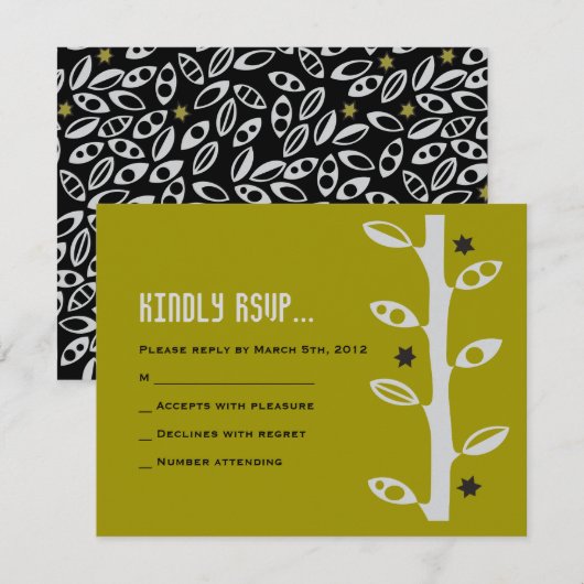 VARIOUS VINES Bar Bat Mitzvah Reply RSVP Card (Vorne/Hinten)
