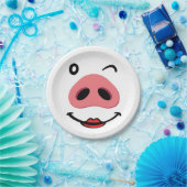 Varkensneus blij gezicht. Neus van een varken. Pappteller (Party)