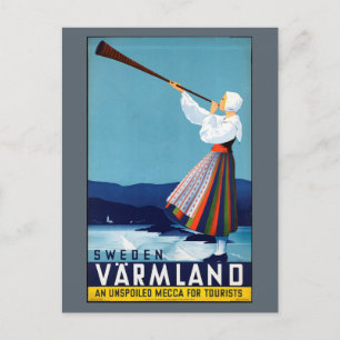 Varmland, Schweden Vintage Travel Poster Postkarte