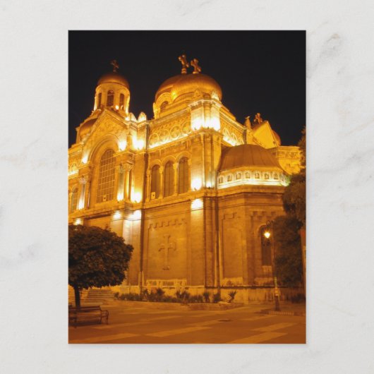 Varna Kathedrale am Abend Postkarte (Vorderseite)