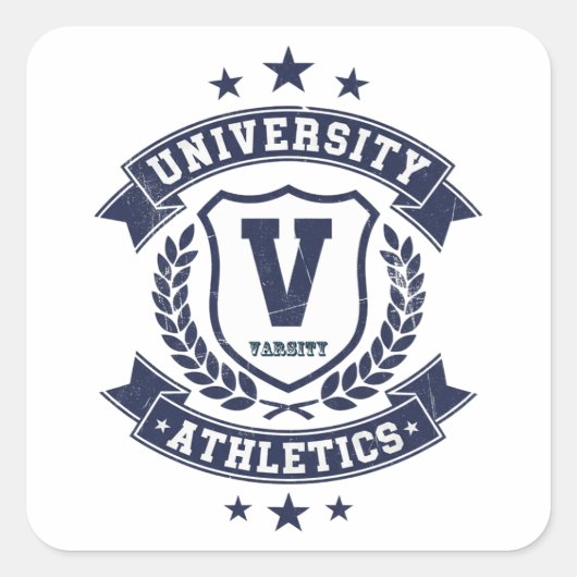 Varsity Athletics – College Sports Pride Quadratischer Aufkleber (Vorderseite)