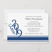 Varsity Blue 2019 Abschluss Tri Foto Einladung (Rückseite)