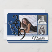 Varsity Blue 2019 Abschluss Tri Foto Einladung (Vorderseite)