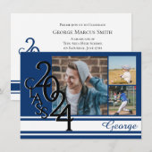 Varsity Blue 2024 Abschluss Tri Foto Einladung (Vorne/Hinten)