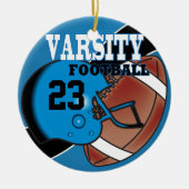 Varsity Blue and Black Football Keramikornament (Vorne)