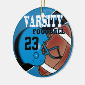 Varsity Blue and Black Football Keramikornament (Links)
