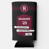 Varsity Letterman | Burgundy Abschluss Monogram Selters Dosenkühler (Rückseite)