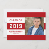 Varsity Letters Striped Grad Foto Ankündigung (Vorderseite)