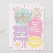 Varsity pastellpflaster Sleepover Geburtstag Einladung (Vorderseite)