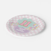 Varsity preppy Pastell-Patch 11. Geburtstag Pappteller (Schrägansicht)