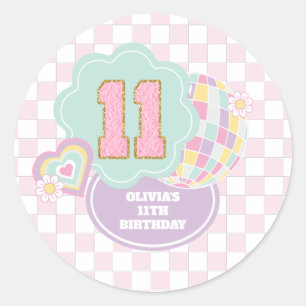 Varsity preppy Pastell-Patch 11. Geburtstag Runder Aufkleber