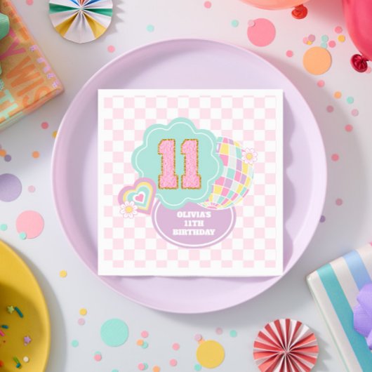 Varsity preppy Pastell-Patch 11. Geburtstag Serviette
