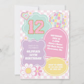Varsity-Preppy-Pastell-Patch 12. Geburtstag Einladung (Vorderseite)