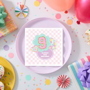 Varsity preppy Pastell-Patch 9. Geburtstag Serviette
