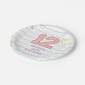 Varsity-preppy-Pastell-Patch-Notizbuch 12. Geburts Pappteller (Schrägansicht)