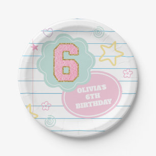 Varsity-preppy-pastell-patch-Notizbuch 6. Geburtst Pappteller