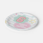 Varsity-preppy-pastell-patch-Notizbuch 6. Geburtst Pappteller (Schrägansicht)