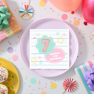 Varsity-preppy-Pastell-Patch-Notizbuch 7. Geburtst Serviette