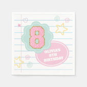 Varsity-preppy-Pastell-Patch-Notizbuch 8. Geburtst Serviette (Vorderseite)