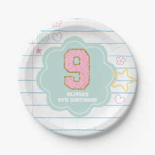 Varsity preppy Pastell Patch Notizbuch 9. Geburtst Pappteller