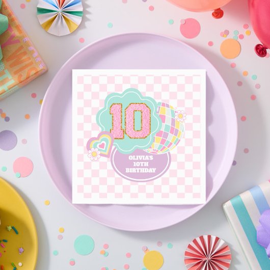 Varsity preppy pastellpflaster 10. Geburtstag Serviette