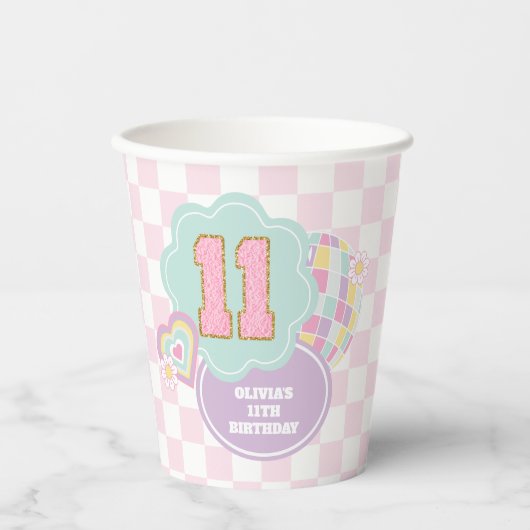 Varsity preppy pastellpflaster 11. Geburtstag Pappbecher (Vorderseite)