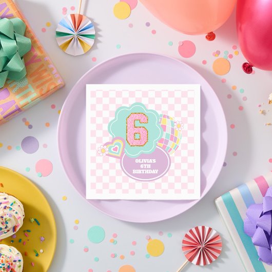 Varsity preppy pastellpflaster 6. Geburtstag Serviette