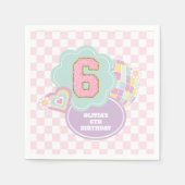 Varsity preppy pastellpflaster 6. Geburtstag Serviette (Vorderseite)