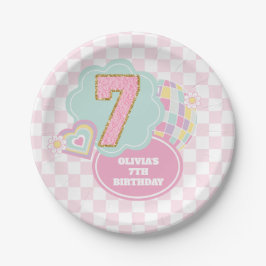 Varsity preppy pastellpflaster 7. Geburtstag Pappteller