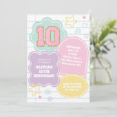 Varsity preppy pastellpflaster notebook 10. Geburt Einladung (Stehend Vorderseite)
