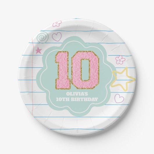 Varsity preppy pastellpflaster notebook 10. Geburt Pappteller (Vorderseite)