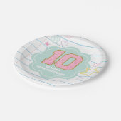 Varsity preppy pastellpflaster notebook 10. Geburt Pappteller (Schrägansicht)