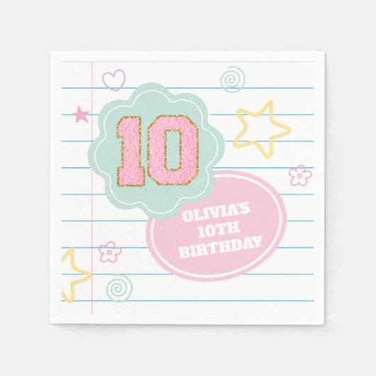 Varsity preppy pastellpflaster notebook 10. Geburt Serviette (Vorderseite)